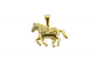 Přívěsek zlatý z oceli kůň se zirkony F292