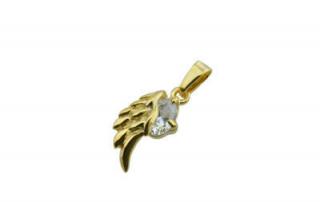 Přívěsek zlatý z oceli malé křídlo s krystalem