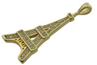 Přívěsek zlatý z oceli s krystalky Eiffelovky