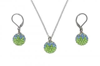 Set šperků z oceli se zelenými kuličkami B036