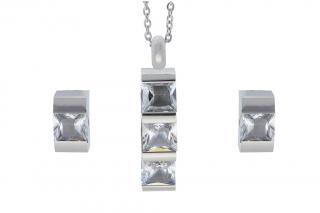Set šperků z oceli stříbrný K085