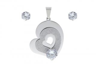Set šperků z oceli stříbrný SRDÍČKO K018
