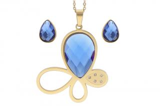 Set šperků z oceli zlato-modrý K219