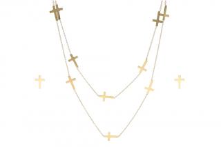 Set šperků z oceli zlatý křížek K241