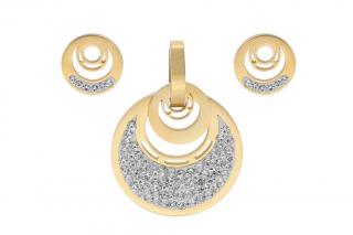 Set šperků z oceli zlatý s krystalky K045
