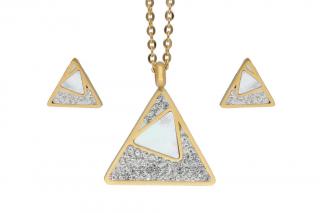 Set šperků z oceli zlatý s krystalky K285
