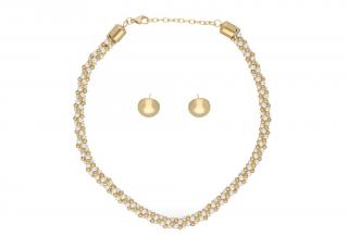 Set šperků zlatý s bílými perličkami A033