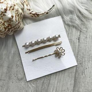 Sponky do vlasů s perličkami zlaté (SP52)