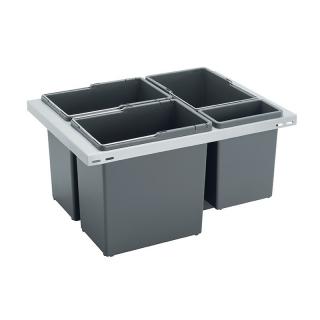 Odpadkový koš CUBE Basic 600, 3x12 l + 1x3,3 l, K60 - šedý plast