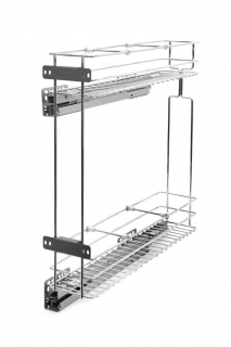 Plnovýsuvný dvojkoš boční Komfort s tlum. dovřením, Pravý, 160x470x570 mm, chrom