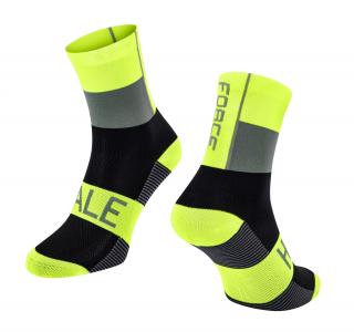 Cyklistické ponožky FORCE HALE fluo-černo-šedé velikost: S/M, barva: žlutá