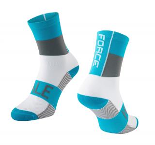 Cyklistické ponožky FORCE HALE modro-šedo-bílé velikost: S/M, barva: modrá