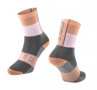 Cyklistické ponožky FORCE HALE oranžovo-bílo-šedé velikost: L/XL, barva: oranžová