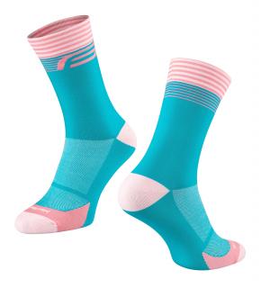 Cyklistické ponožky FORCE STREAK modro-růžové velikost: L/XL, barva: modrá