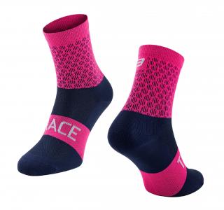 Cyklistické ponožky FORCE TRACE růžovo-modré velikost: L/XL, barva: růžová