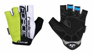 Cyklistické rukavice FORCE RADICAL fluo-bílo-černé velikost: L, barva: žlutá