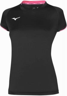 Dámské tričko Mizuno Core SS Tee 32EA720209 Black-Pink Fluo velikost: L, barva: černá