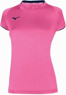 Dámské tričko Mizuno Core SS Tee 32EA720264 Pink Fluo-Navy velikost: M, barva: růžová
