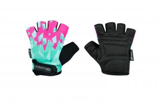Dětské cyklistické rukavice FORCE ANT tyrkysovo-růžové velikost: L, barva: tyrkysová