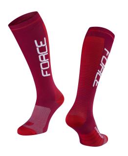 Kompresní ponožky FORCE COMPRESS bordó-červené velikost: L/XL, barva: červená