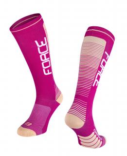Kompresní ponožky FORCE COMPRESS fialovo-meruňkové velikost: L/XL, barva: fialová