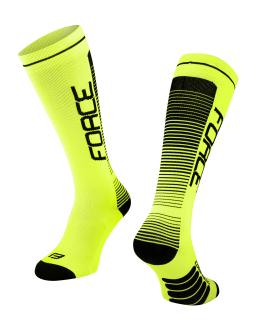 Kompresní ponožky FORCE COMPRESS fluo-černé velikost: L/XL, barva: žlutá