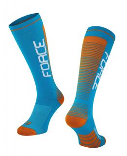 Kompresní ponožky FORCE COMPRESS modro-oranžové velikost: S/M, barva: modrá