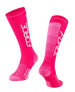 Kompresní ponožky FORCE COMPRESS růžové velikost: L/XL, barva: růžová