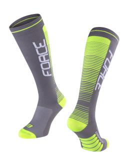 Kompresní ponožky FORCE COMPRESS šedo-fluo velikost: S/M, barva: šedá