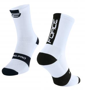 Ponožky FORCE LONG PRO bílo-černé velikost: S/M