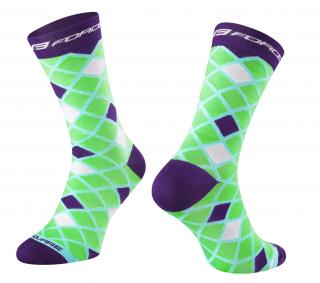 Ponožky FORCE SQUARE zeleno-fialové velikost: L/XL