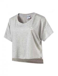 Puma Archive Logo Cropped Tee Light Gray Heather velikost: L