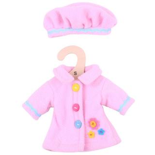 Bigjigs Toys růžový kabátek s kloboučkem pro panenku 28 cm