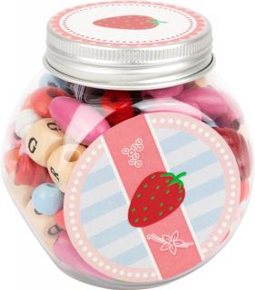 Dřevěné  korálky Candy s písmenky - červené