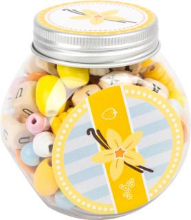 Dřevěné  korálky Candy s písmenky - žluté
