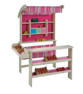 Dřevěný dětský obchod natur-pink