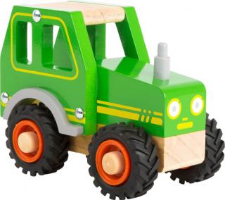 Dřevěný traktor zelený
