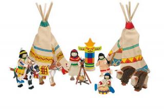 Goki Dřevěné panenky - indiánská vesnice