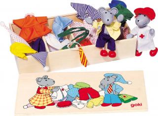 Goki Dřevěné panenky - myšky s oblečky