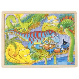 Goki Dřevěné puzzle - dinosauři, 48 dílů