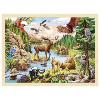 Goki Dřevěné puzzle - divočina severní Ameriky