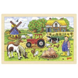 Goki Dřevěné puzzle - farma