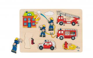 Goki Dřevěné puzzle - hasiči