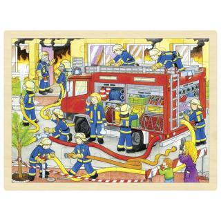 Goki Dřevěné puzzle - hasiči při zásahu, 48 dílů
