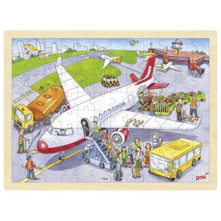 Goki Dřevěné puzzle - letiště