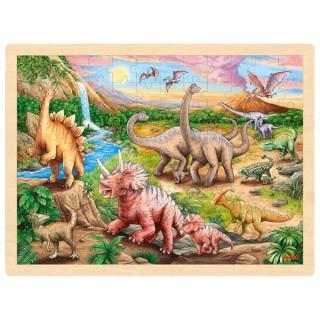 Goki Dřevěné puzzle - migrace dinosaurů