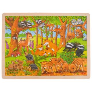 Goki Dřevěné puzzle - mláďátka v lese