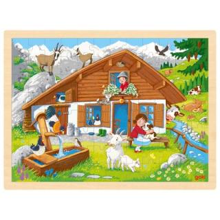 Goki Dřevěné puzzle - na horské chatě