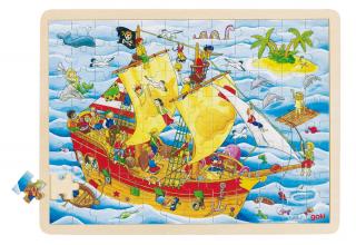 Goki Dřevěné puzzle - piráti