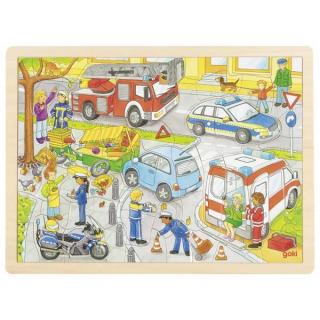 Goki Dřevěné puzzle - policejní zásah, 56 dílků